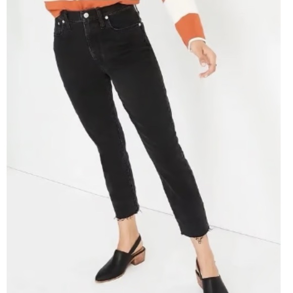 Madewell High Ride Slim Cropped Boyfriend Jeans Black Women's Size 31 - Picture 1 of 15